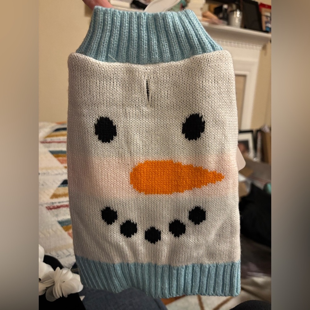 Celebrations Buttons & Bones Snowman Face White Pet Sweater in XS BNWT